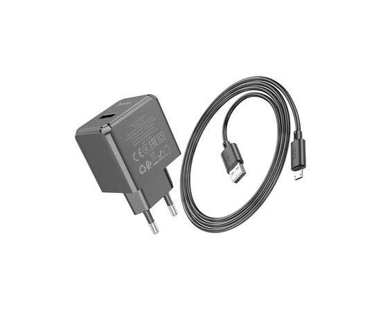 Зарядное устройство HOCO CS11A Ocean USB + cable USB to Micro 5P 10.5W Black (6942007603584), изображение 2 Зарядное устройство HOCO CS11A Ocean USB + cable USB to Micro 5P 10.5W Black (6942007603584), изображение 2