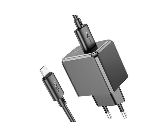 Зарядное устройство HOCO CS11A Ocean USB + cable USB to Micro 5P 10.5W Black (6942007603584), изображение 3 Зарядное устройство HOCO CS11A Ocean USB + cable USB to Micro 5P 10.5W Black (6942007603584), изображение 3