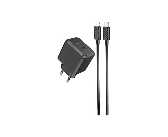 Зарядное устройство HOCO CS13A Ocean USB-C PD20W + cable USB-C to Lightning Black (6942007603829), изображение 2 Зарядное устройство HOCO CS13A Ocean USB-C PD20W + cable USB-C to Lightning Black (6942007603829), изображение 2