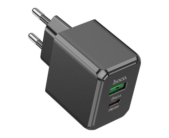 Зарядное устройство HOCO CS14A Ocean 1xUSB-C PD20W + 1xUSB QC3.0 Black (6942007603898), изображение 2 Зарядное устройство HOCO CS14A Ocean 1xUSB-C PD20W + 1xUSB QC3.0 Black (6942007603898), изображение 2