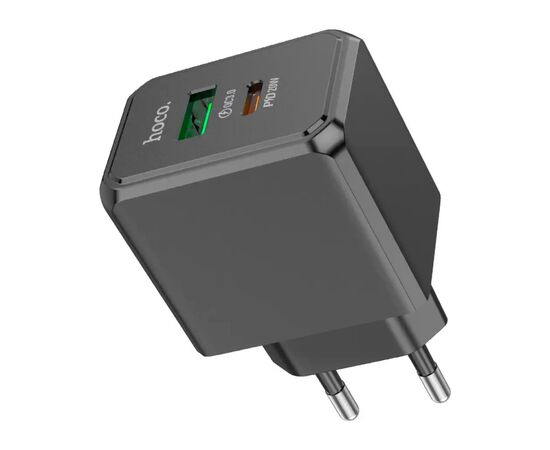 Зарядное устройство HOCO CS14A Ocean 1xUSB-C PD20W + 1xUSB QC3.0 Black (6942007603898), изображение 4 Зарядное устройство HOCO CS14A Ocean 1xUSB-C PD20W + 1xUSB QC3.0 Black (6942007603898), изображение 4