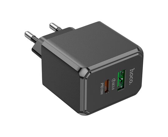 Зарядное устройство HOCO CS14A Ocean 1xUSB-C PD20W + 1xUSB QC3.0 Black (6942007603898), изображение 5 Зарядное устройство HOCO CS14A Ocean 1xUSB-C PD20W + 1xUSB QC3.0 Black (6942007603898), изображение 5
