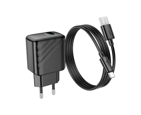 Зарядное устройство HOCO CS21A Rich USB QC3.0 + cable USB to USB-C Black (6942007609906), изображение 4 Зарядное устройство HOCO CS21A Rich USB QC3.0 + cable USB to USB-C Black (6942007609906), изображение 4