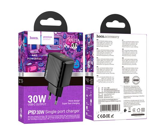 Зарядное устройство HOCO CS22A Value USB-C PD30W Black (6942007609913), изображение 6
