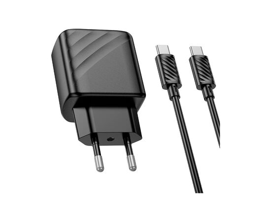 Зарядное устройство HOCO CS22A Value USB-C PD30W + cable USB-C to USB-C Black (6942007609937), изображение 2 Зарядное устройство HOCO CS22A Value USB-C PD30W + cable USB-C to USB-C Black (6942007609937), изображение 2
