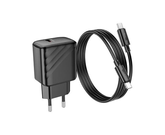 Зарядное устройство HOCO CS22A Value USB-C PD30W + cable USB-C to USB-C Black (6942007609937), изображение 5 Зарядное устройство HOCO CS22A Value USB-C PD30W + cable USB-C to USB-C Black (6942007609937), изображение 5