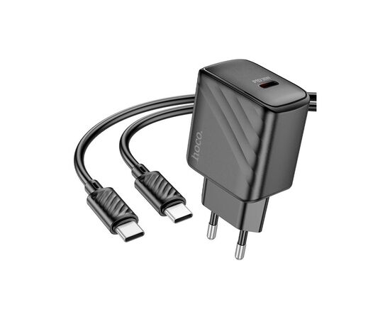Зарядний пристрій HOCO CS22A Value USB-C PD30W + cable USB-C to USB-C Black (6942007609937)