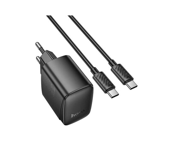 Зарядное устройство HOCO CS61A Bright 1xUSB-C PD30W + 1xUSB QC3.0 + cable USB-C to USB-C Black (6942007638449), изображение 2 Зарядное устройство HOCO CS61A Bright 1xUSB-C PD30W + 1xUSB QC3.0 + cable USB-C to USB-C Black (6942007638449), изображение 2