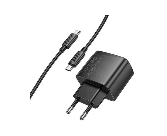 Зарядное устройство HOCO CS61A Bright 1xUSB-C PD30W + 1xUSB QC3.0 + cable USB-C to USB-C Black (6942007638449), изображение 3 Зарядное устройство HOCO CS61A Bright 1xUSB-C PD30W + 1xUSB QC3.0 + cable USB-C to USB-C Black (6942007638449), изображение 3