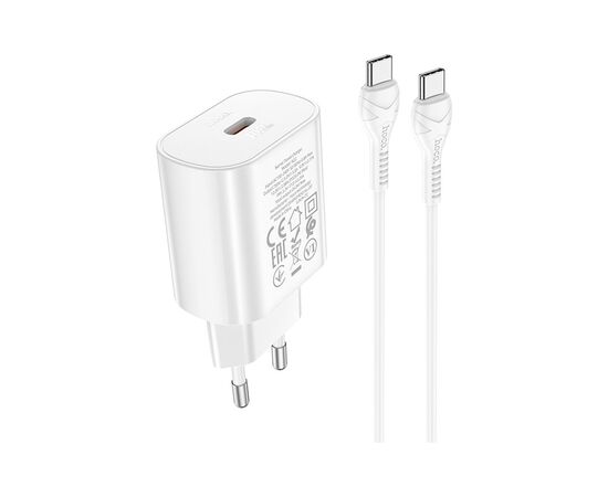 Зарядное устройство HOCO N22 Jetta USB-C PD25W + cable USB-C to USB-C White (6931474760081), изображение 2