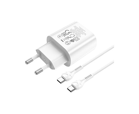 Зарядное устройство HOCO N22 Jetta USB-C PD25W + cable USB-C to USB-C White (6931474760081), изображение 3