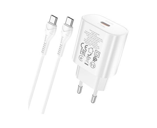 Зарядное устройство HOCO N22 Jetta USB-C PD25W + cable USB-C to USB-C White (6931474760081), изображение 4