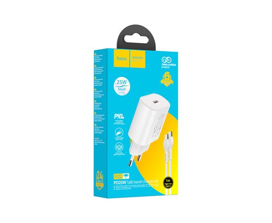 Зарядное устройство HOCO N22 Jetta USB-C PD25W + cable USB-C to USB-C White (6931474760081), изображение 6