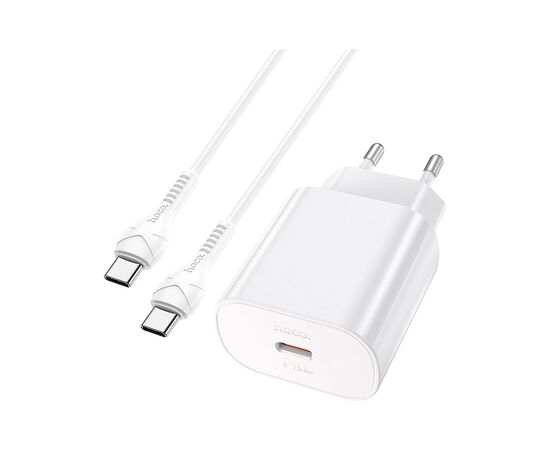 Зарядний пристрій HOCO N22 Jetta USB-C PD25W + cable USB-C to USB-C White (6931474760081)