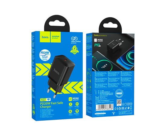 Зарядное устройство HOCO N27 Innovative USB-C PD20W Black (6931474783448), изображение 5 Зарядное устройство HOCO N27 Innovative USB-C PD20W Black (6931474783448), изображение 5