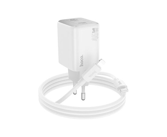Зарядное устройство HOCO N42 Elogiado 2xUSB-C PD45W + cable USB-C to Lightning White (6942007617116)