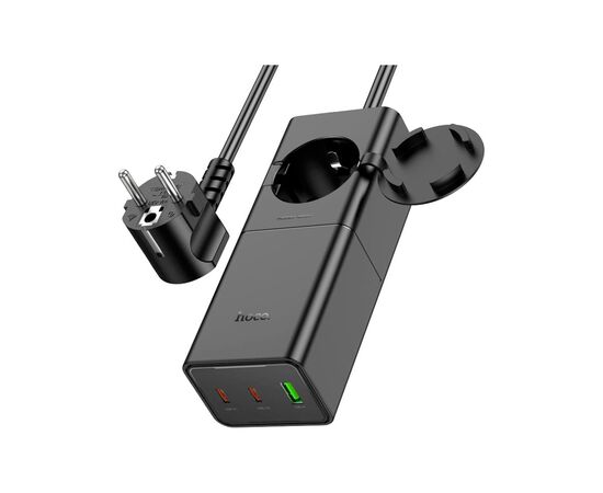Зарядное устройство HOCO NS4 Sharp desktop socket 2xUSB-C + USB-A PD65W Black (6942007617352), изображение 3