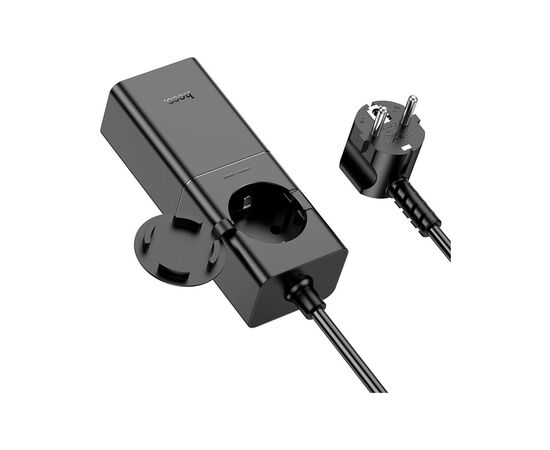 Зарядное устройство HOCO NS4 Sharp desktop socket 2xUSB-C + USB-A PD65W Black (6942007617352), изображение 4