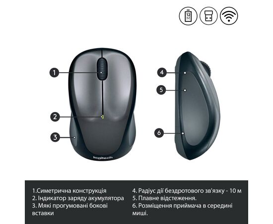 Мышка Logitech M235 Grey (910-002201), изображение 6 Мышка Logitech M235 Grey (910-002201), изображение 6