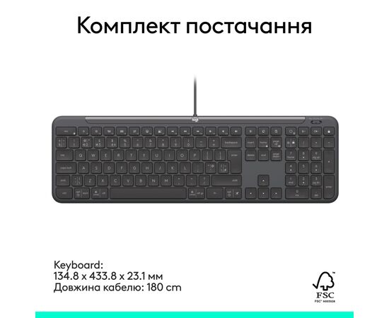 Клавиатура Logitech Signature Slim K620 for Business USB-C UA Graphite (920-013333), изображение 8 Клавиатура Logitech Signature Slim K620 for Business USB-C UA Graphite (920-013333), изображение 8