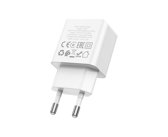 Зарядное устройство HOCO C106A Leisure USB 10.5W White (6931474783882), изображение 2 Зарядное устройство HOCO C106A Leisure USB 10.5W White (6931474783882), изображение 2