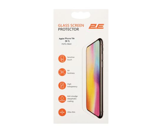 Стекло защитное 2E Apple iPhone 16e 2.5D FCFG black (2E-IP-16E.-6.1-SMFCFG-BB), изображение 3 Стекло защитное 2E Apple iPhone 16e 2.5D FCFG black (2E-IP-16E.-6.1-SMFCFG-BB), изображение 3