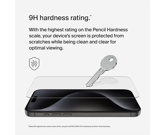 Стекло защитное Belkin iPhone 15 Pro Max TemperedGlass (OVA138ZZ), изображение 2 Стекло защитное Belkin iPhone 15 Pro Max TemperedGlass (OVA138ZZ), изображение 2