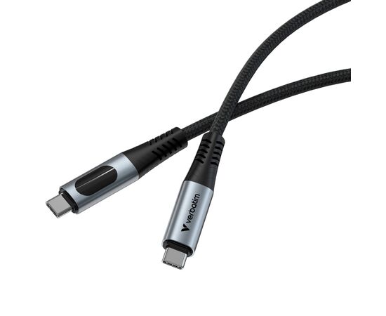 Дата кабель USB-C to USB-C 1.2m with display 100W black Verbatim (31848), зображення 2 Дата кабель USB-C to USB-C 1.2m with display 100W black Verbatim (31848), зображення 2