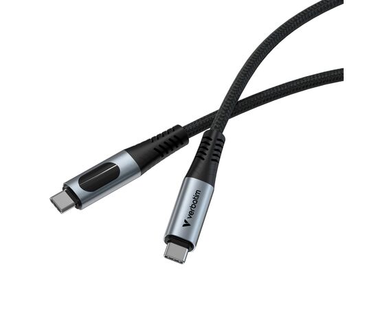 Дата кабель USB-C to USB-C 1.2m with display 240W black Verbatim (31849), зображення 2 Дата кабель USB-C to USB-C 1.2m with display 240W black Verbatim (31849), зображення 2