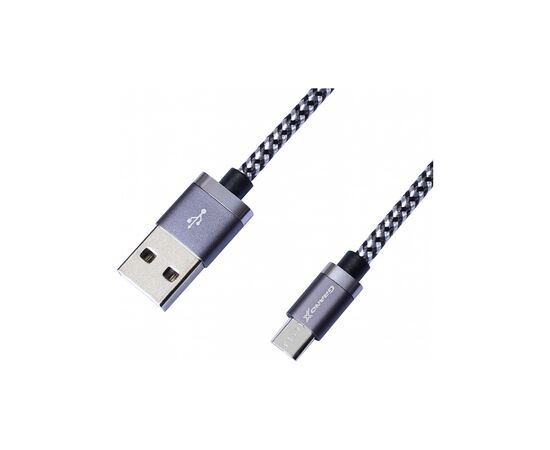 Дата кабель USB 2.0 AM to Micro 5P 1.0m 3A silver black Grand-X (FM07SB), зображення 2 Дата кабель USB 2.0 AM to Micro 5P 1.0m 3A silver black Grand-X (FM07SB), зображення 2
