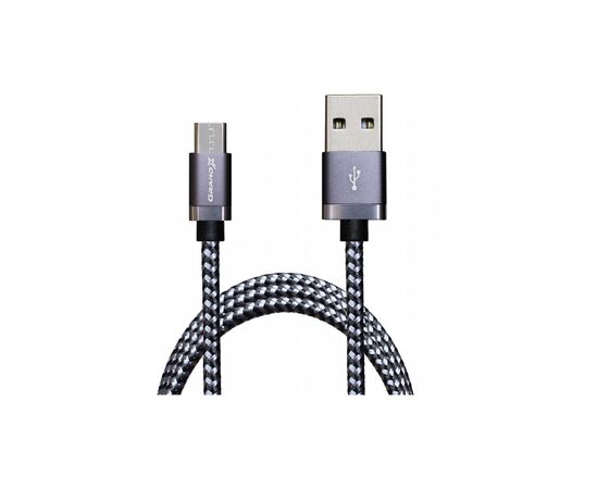 Дата кабель USB 2.0 AM to Micro 5P 1.0m 3A silver black Grand-X (FM07SB)