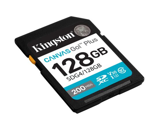 Карта памяти Kingston 128GB SDXC сlass 10 UHS-I U3 V30 Canvas Go Plus G4 (SDG4/128GB), изображение 2 Карта памяти Kingston 128GB SDXC сlass 10 UHS-I U3 V30 Canvas Go Plus G4 (SDG4/128GB), изображение 2