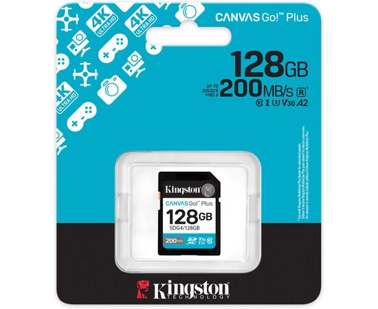 Карта памяти Kingston 128GB SDXC сlass 10 UHS-I U3 V30 Canvas Go Plus G4 (SDG4/128GB), изображение 3 Карта памяти Kingston 128GB SDXC сlass 10 UHS-I U3 V30 Canvas Go Plus G4 (SDG4/128GB), изображение 3