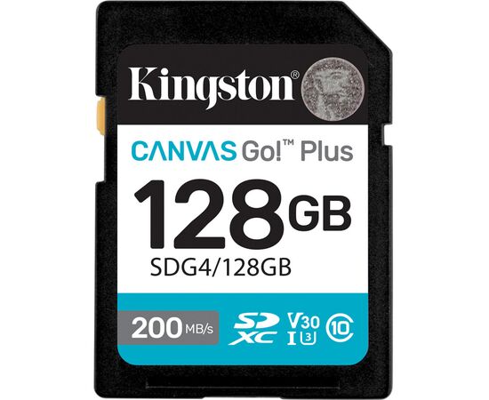 Карта памяти Kingston 128GB SDXC сlass 10 UHS-I U3 V30 Canvas Go Plus G4 (SDG4/128GB)