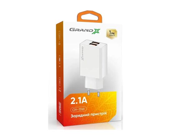 Зарядний пристрій Grand-X CH-15W 2xUSB 10.5W Black (CH-15W), зображення 4 Зарядний пристрій Grand-X CH-15W 2xUSB 10.5W Black (CH-15W), зображення 4
