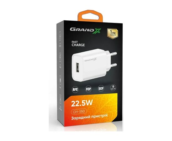 Зарядний пристрій Grand-X CH-550W Quick Charge USB QC3.0 Black (CH-550W), зображення 3 Зарядний пристрій Grand-X CH-550W Quick Charge USB QC3.0 Black (CH-550W), зображення 3