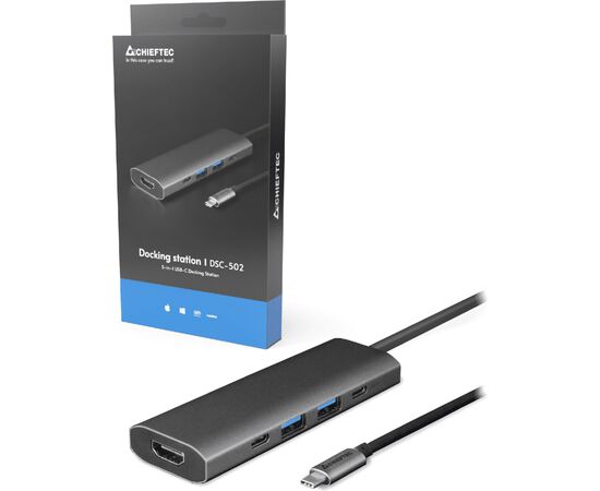 Концентратор Chieftec USB3.2 Type-C to HDMI/USB 3.2x2/USB-C/PD 80W 5-in-1 DSC-502 (DSC-502), изображение 7 Концентратор Chieftec USB3.2 Type-C to HDMI/USB 3.2x2/USB-C/PD 80W 5-in-1 DSC-502 (DSC-502), изображение 7