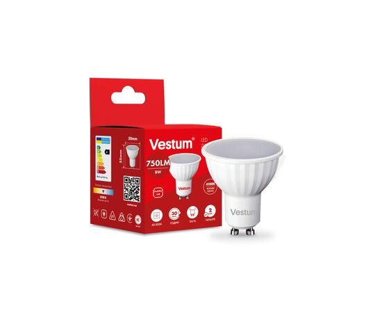 Лампочка Vestum LED MR16 8W 4100K 220V GU10 (1-VS-1508), изображение 2 Лампочка Vestum LED MR16 8W 4100K 220V GU10 (1-VS-1508), изображение 2