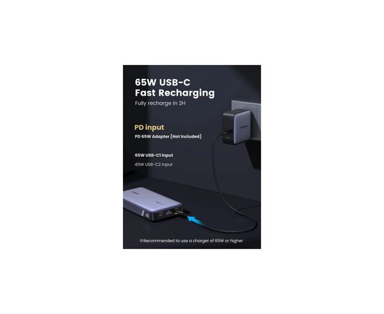 Батарея универсальная Ugreen 25000mAh 145W PD/3.0, QC/3.0, наскр. живл. 65Вт (PB205) (90597A), изображение 6 Батарея универсальная Ugreen 25000mAh 145W PD/3.0, QC/3.0, наскр. живл. 65Вт (PB205) (90597A), изображение 6