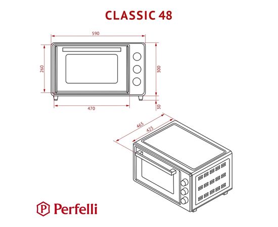 Электропечь Perfelli CLASSIC 48 BLACK, изображение 12 Электропечь Perfelli CLASSIC 48 BLACK, изображение 12