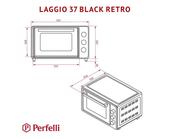 Электропечь Perfelli LAGGIO 37 BLACK RETRO, изображение 12 Электропечь Perfelli LAGGIO 37 BLACK RETRO, изображение 12