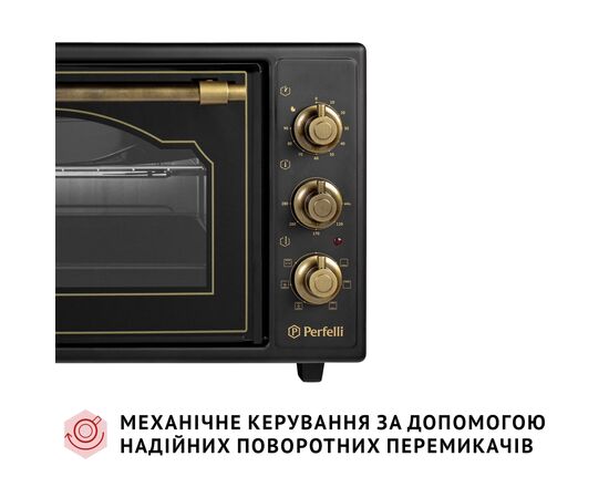 Электропечь Perfelli LAGGIO 37 BLACK RETRO, изображение 3 Электропечь Perfelli LAGGIO 37 BLACK RETRO, изображение 3