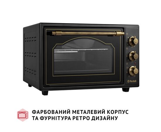 Электропечь Perfelli LAGGIO 37 BLACK RETRO, изображение 4 Электропечь Perfelli LAGGIO 37 BLACK RETRO, изображение 4