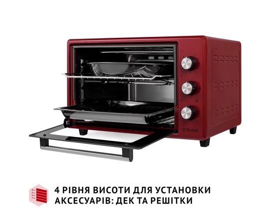 Електропіч Perfelli MIRAGE 37 RED, зображення 6 Електропіч Perfelli MIRAGE 37 RED, зображення 6