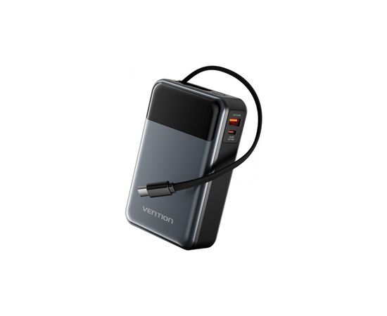 Батарея універсальна Vention 20000mAh 65W 3A PD, QC/3.0, USB-A, Type-C OUT, with Built-in USB-C Cable, LED Display (FHYB0)
