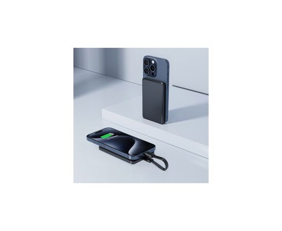 Батарея универсальная Acefast Magnetic Wireless 5000mAh 18W PD, QC/3.0, QI 7.5W, ультра тонкий, M8 Bllack (6974316283386), изображение 7 Батарея универсальная Acefast Magnetic Wireless 5000mAh 18W PD, QC/3.0, QI 7.5W, ультра тонкий, M8 Bllack (6974316283386), изображение 7