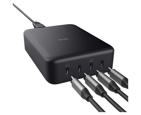 Зарядное устройство Trust Maxo 4xUSB-C PD240W GaN Black (25413_TRUST), изображение 3 Зарядное устройство Trust Maxo 4xUSB-C PD240W GaN Black (25413_TRUST), изображение 3