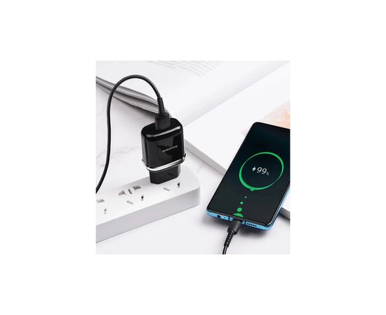 Зарядное устройство BOROFONE BA36A High Speed USB QC3.0 + cable USB to USB-C 18W Black (6931474716002), изображение 5 Зарядное устройство BOROFONE BA36A High Speed USB QC3.0 + cable USB to USB-C 18W Black (6931474716002), изображение 5