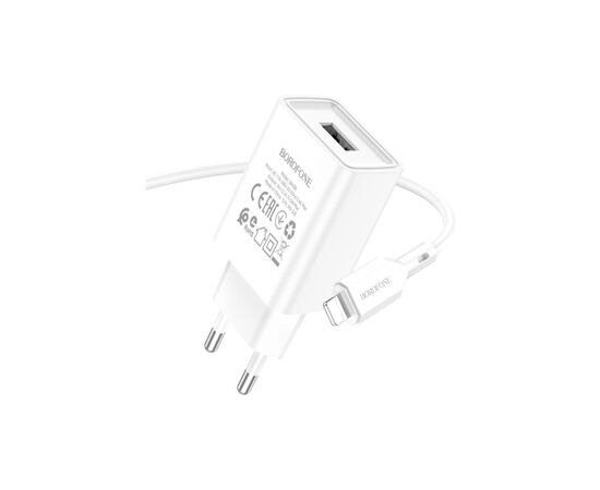 Зарядное устройство BOROFONE BA68A Glacier USB + cable USB to Lightning 10.5W White (6974443385694)