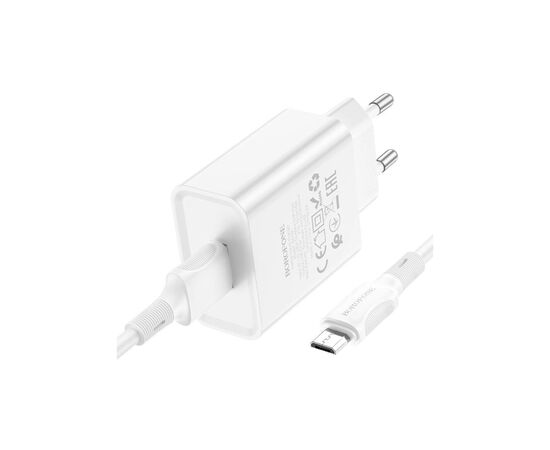 Зарядное устройство BOROFONE BA74A Aspirer USB + cable USB to Micro 5P White (6974443388664), изображение 3 Зарядное устройство BOROFONE BA74A Aspirer USB + cable USB to Micro 5P White (6974443388664), изображение 3